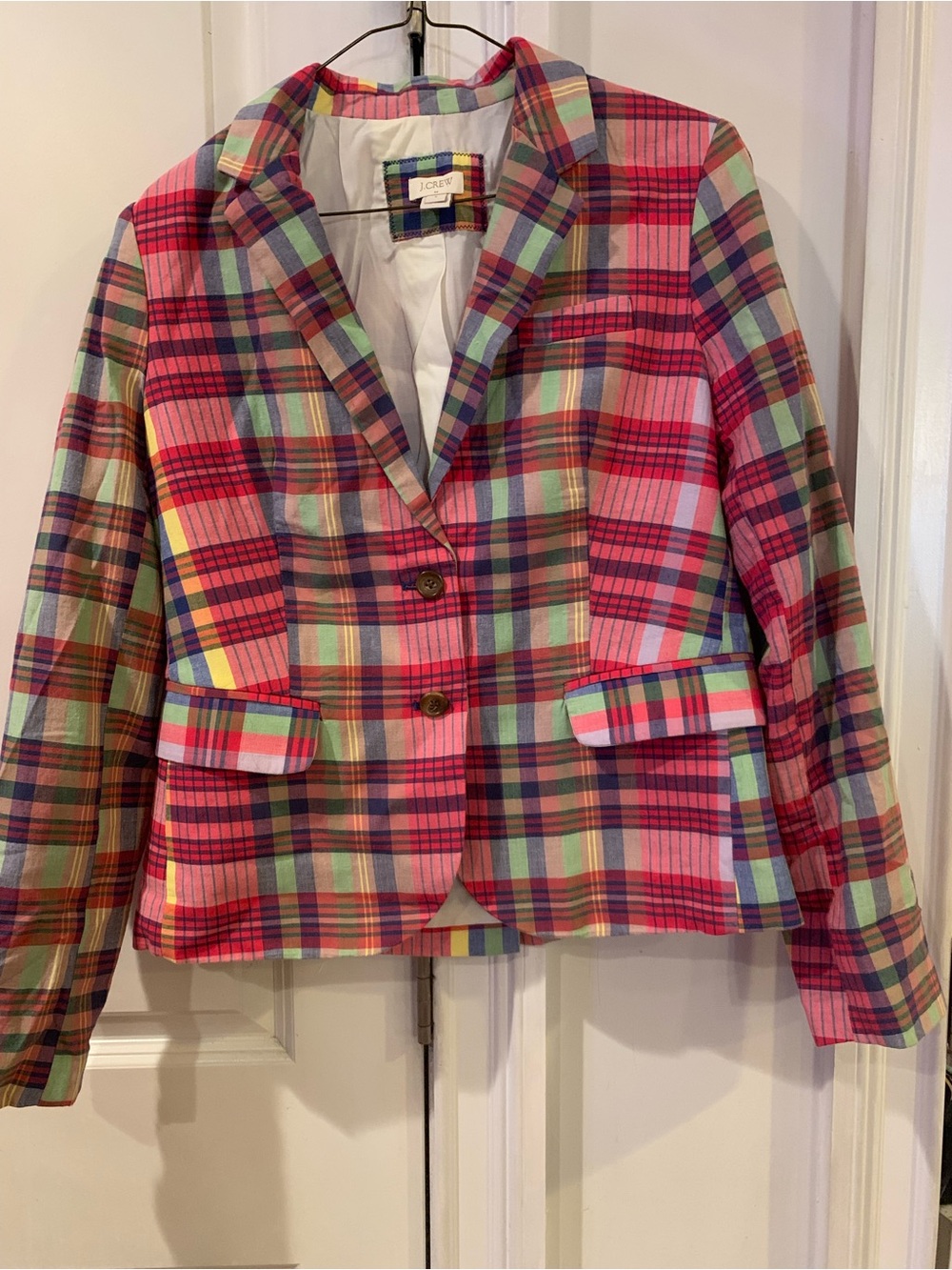 J.Crew Multi-Color Madras Plaid Blazer.